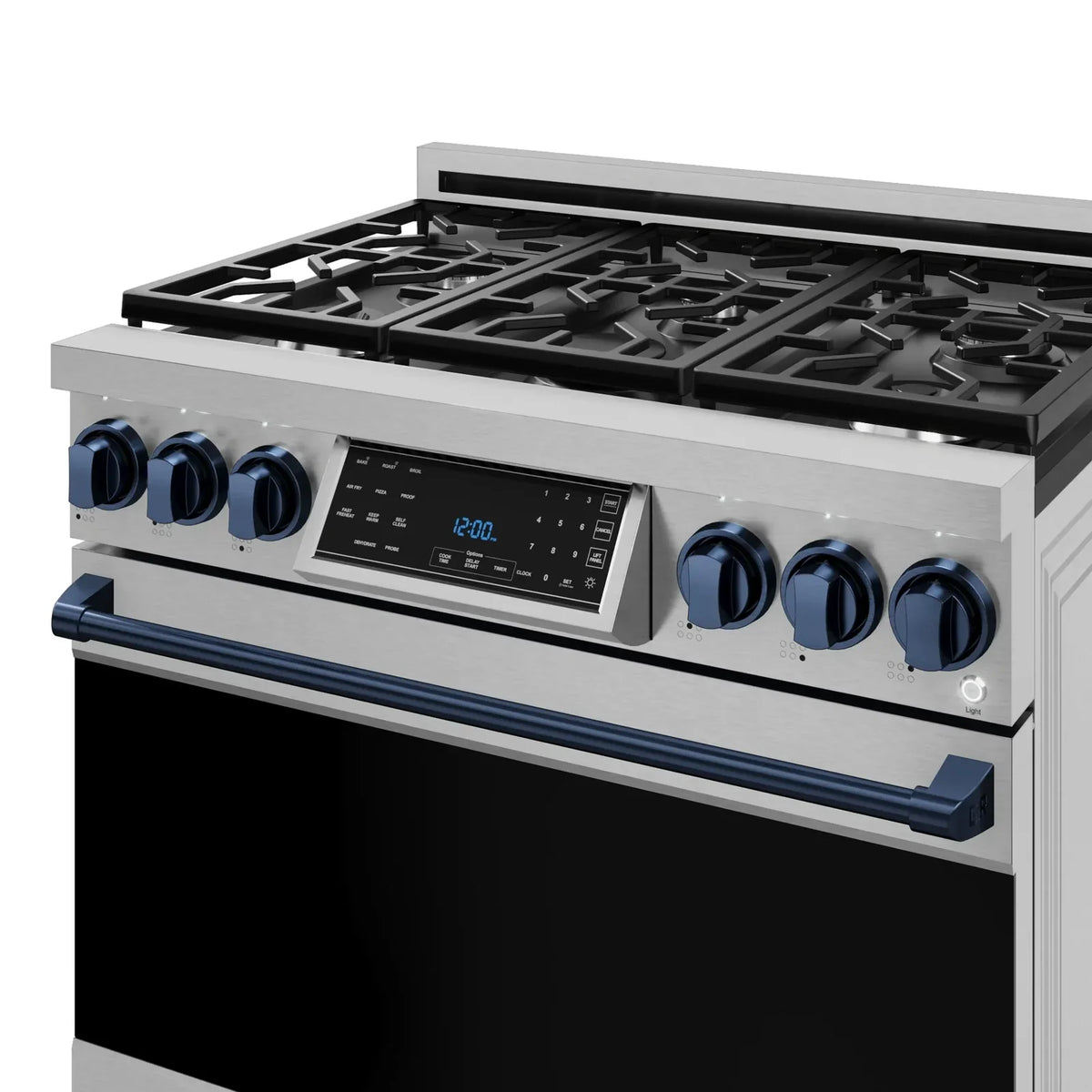 Thor Kitchen Gordon Ramsay Series 36-Inch Professional Liquid Propane/Gas Range with Tilt Panel Touch Control in Stainless Steel with Navy Blue Trim RSG36-BLU/RSG36LP-BLU -  Gas Range - Thor Kitchen