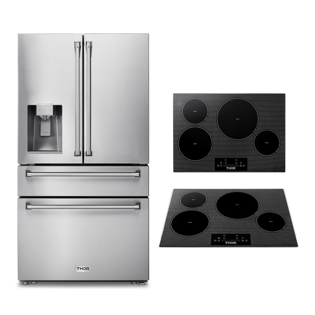 2-PC Thor Kitchen Bundle Set: 36" French Door Refrigerator + 30" Induction Cooktop -   - Thor Kitchen