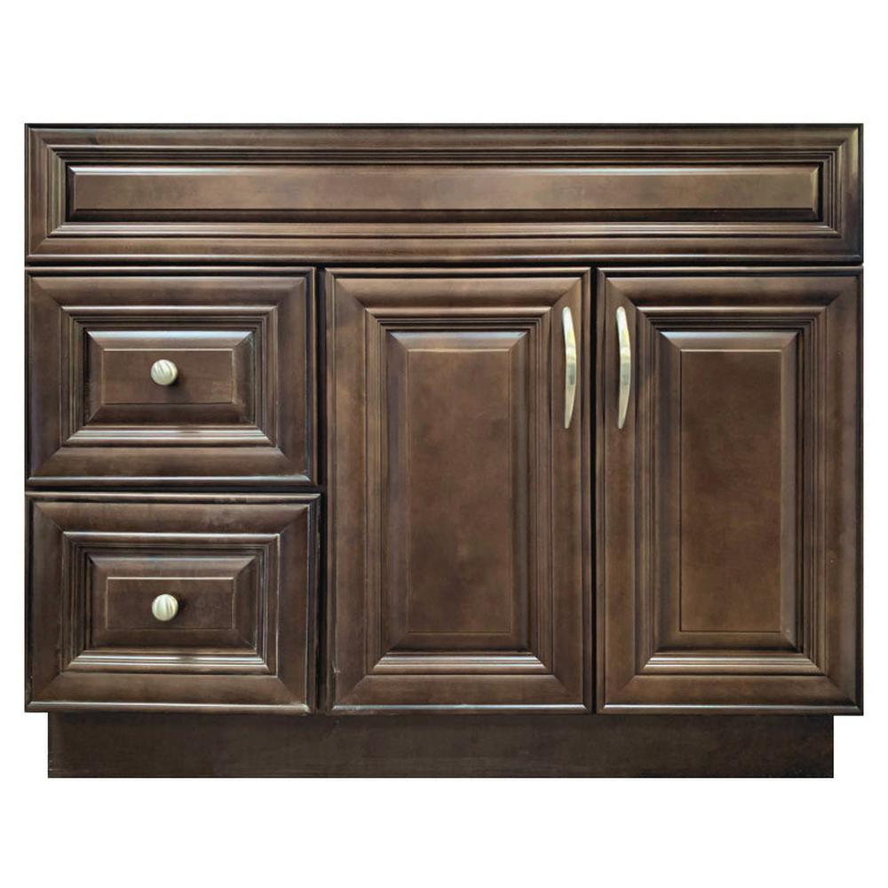 Crown VSD42L 42" Solid Wood Bathroom Vanity with Quartz Top & Sink - RenoShop