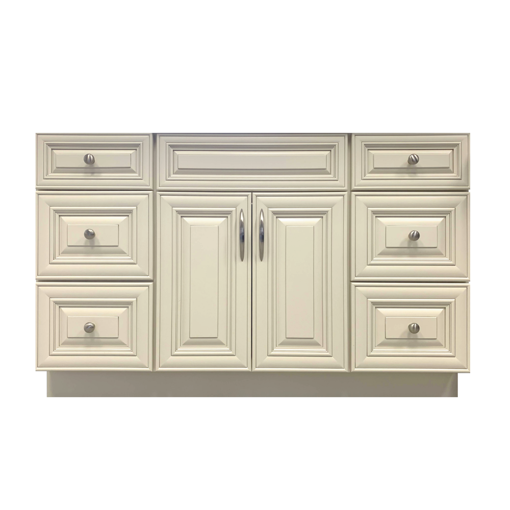 Crown VSD60D 60" Solid Wood Single Sink Bathroom Vanity with Quartz Top & Sink - RenoShop