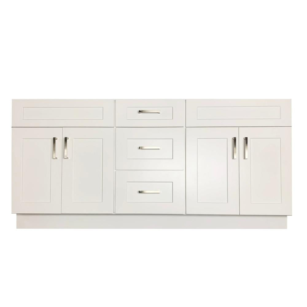 Crown VSD72DD 72" Solid Wood Double Sink Bathroom Vanity with Quartz Top & Sink - RenoShop