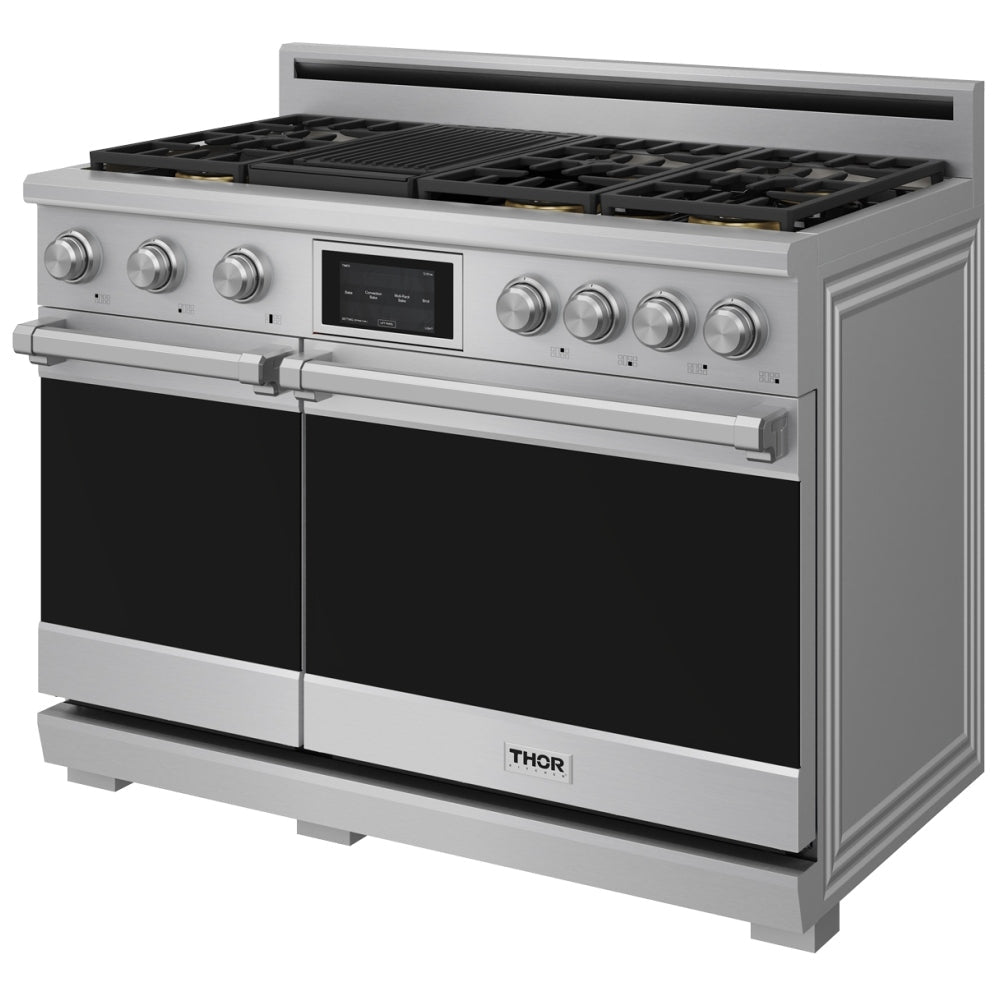 Thor Kitchen 48-Inch Professional Dual Fuel Range with Natural Gas 7 Burners Cooktop and 7.6 Cu. Ft. Electric Convection Oven XRD48E -  Gas Range - Thor Kitchen