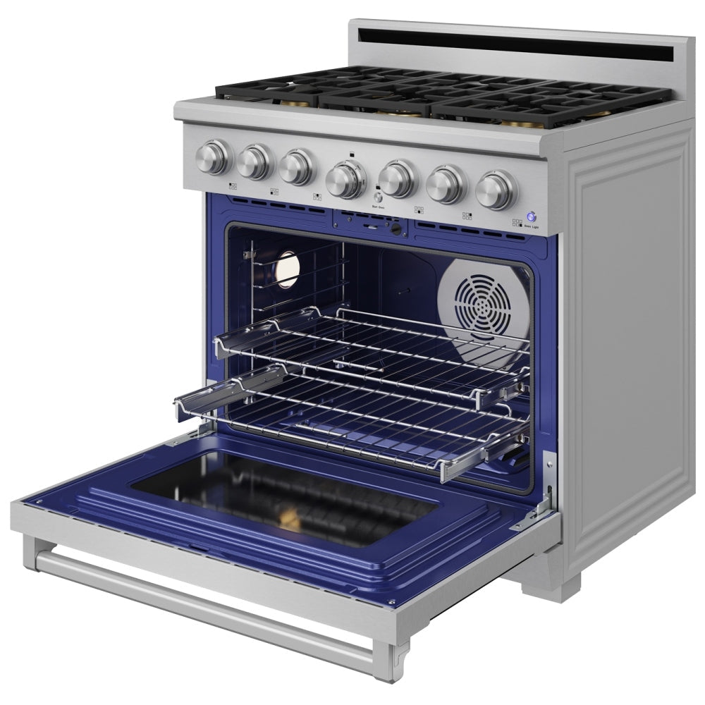 Thor Kitchen 36-Inch Professional Natural Gas Range with 6.0 Cu. Ft. Oven and 6 Cooktop Burners XRG36E -  Gas Range - Thor Kitchen