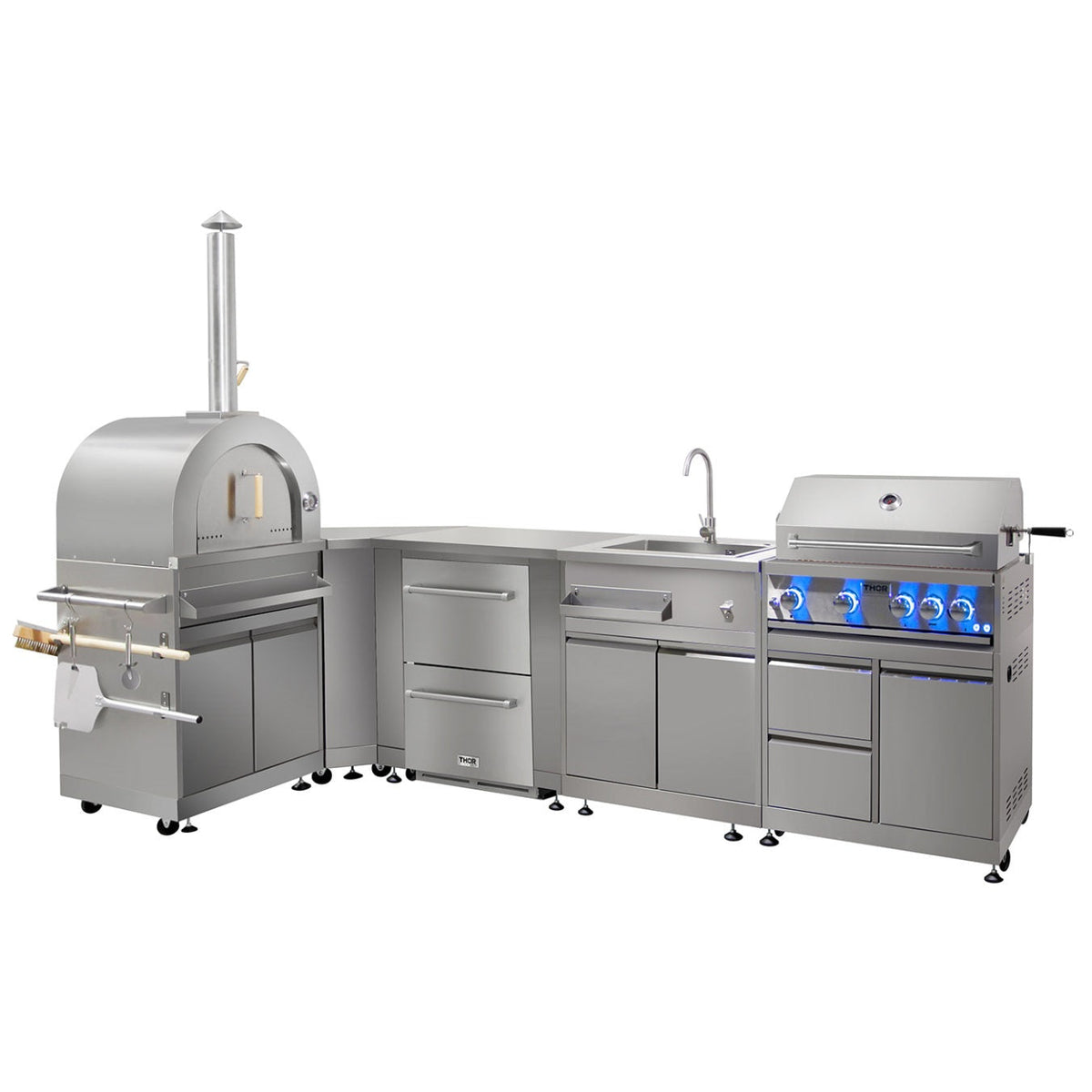 THOR 2-Pc Pro Style Stainless Steel Modular BBQ Outdoor Kitchen Suite - RenoShop